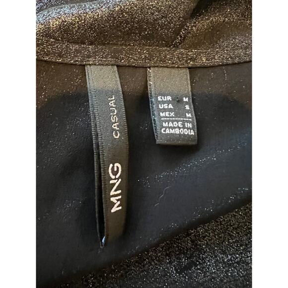 MNG Mango sheer black shimmer top M - Picture 6 of 6